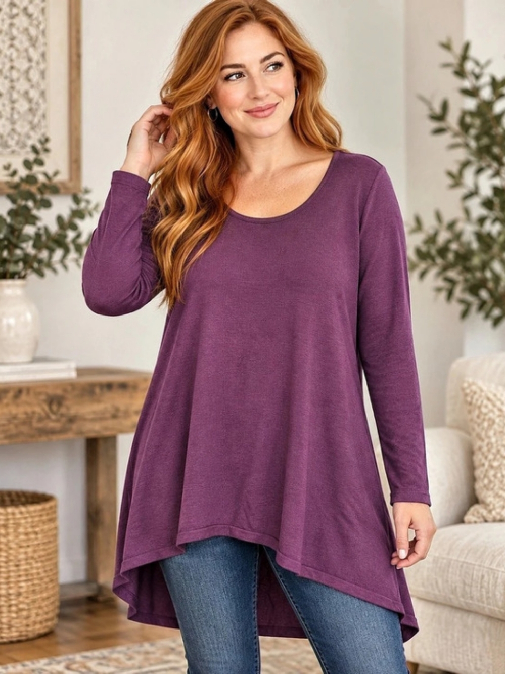 Philosophy Purple Asymmetrical Tunic Size 2X NWT